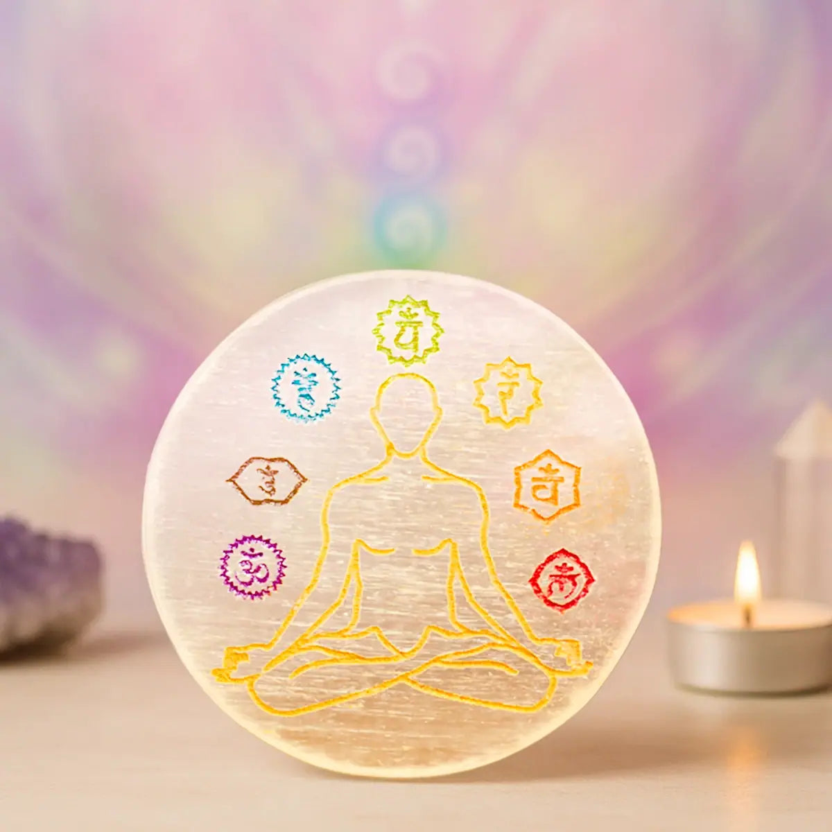 Selenite 7 Chakra Charging Plate